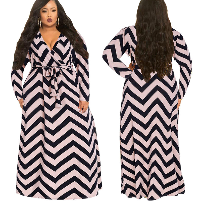 Striped dress long sleeve Fine women&