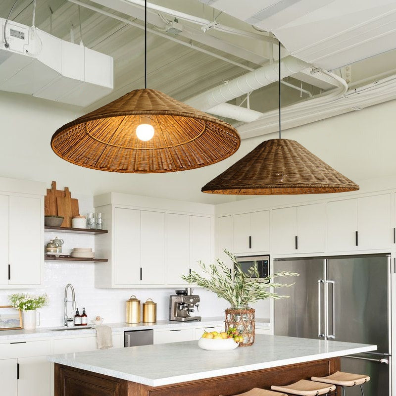 Bamboo Woven Rattan Vintage Wabi Sabi Style Pendant Light