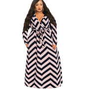 Striped dress long sleeve Fine women's clothing