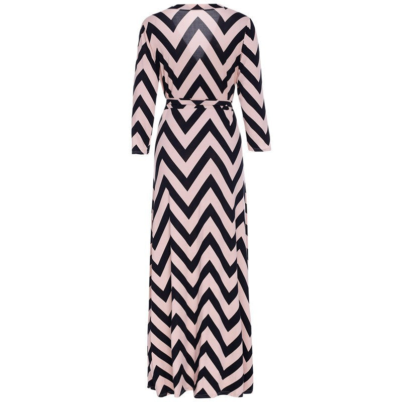 Striped dress long sleeve Fine women&