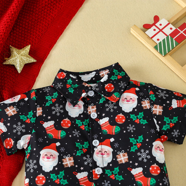 Christmas Children's Clothing Boys' Short-sleeved Printed Shirt