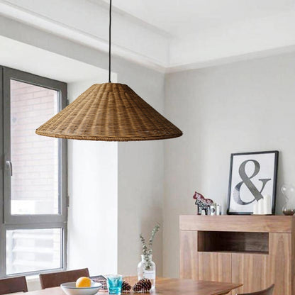 Bamboo Woven Rattan Vintage Wabi Sabi Style Pendant Light