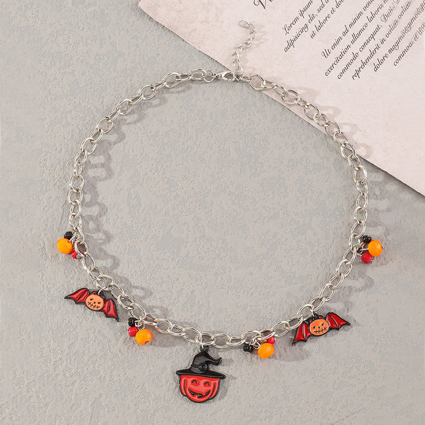 Lips Pumpkin Halloween Necklace