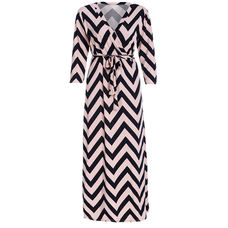 Striped dress long sleeve Fine women&