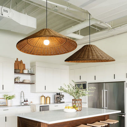 Bamboo Woven Rattan Vintage Wabi Sabi Style Pendant Light
