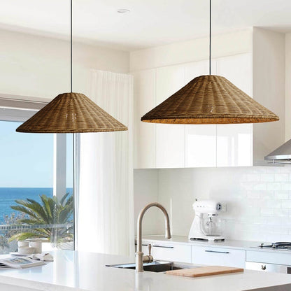 Bamboo Woven Rattan Vintage Wabi Sabi Style Pendant Light