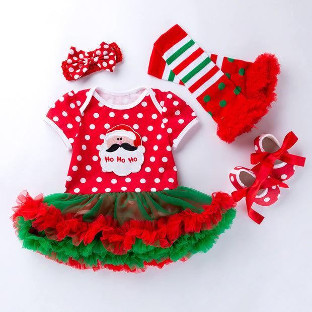 Children's Clothing Christmas Baby's Gown 4-piece Set